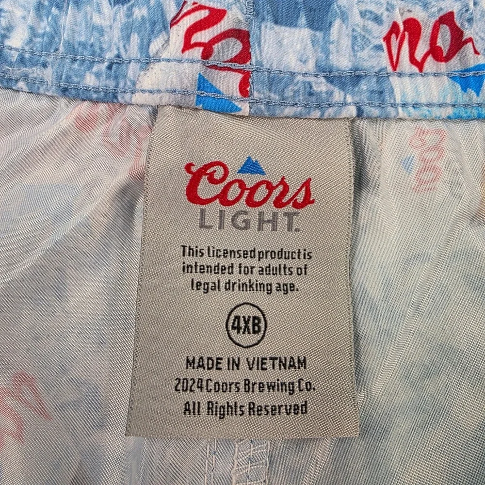 Coors Light‎ Swim Trunks Mens 4XB Beer Bottle Ice Pattern Drawstring Shorts